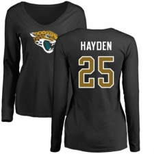 NFL Women's Nike Jacksonville Jaguars #25 D.J. Hayden Black Name & Number Logo Slim Fit Long Sleeve T-Shirt