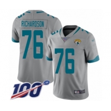 Youth Jacksonville Jaguars #76 Will Richardson Silver Inverted Legend Limited 100th Season Football Jersey