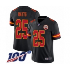 Men's Kansas City Chiefs #25 Armani Watts Limited Black Rush Vapor Untouchable 100th Season Football Jersey
