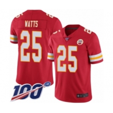 Men's Kansas City Chiefs #25 Armani Watts Red Team Color Vapor Untouchable Limited Player 100th Season Football Jersey