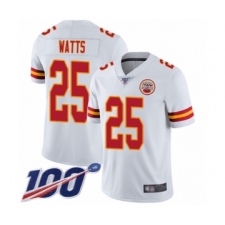 Men's Kansas City Chiefs #25 Armani Watts White Vapor Untouchable Limited Player 100th Season Football Jersey