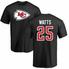 NFL Nike Kansas City Chiefs #25 Armani Watts Black Name & Number Logo T-Shirt