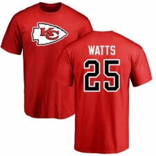 NFL Nike Kansas City Chiefs #25 Armani Watts Red Name & Number Logo T-Shirt