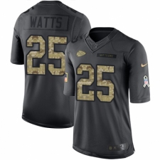 Youth Nike Kansas City Chiefs #25 Armani Watts Limited Black 2016 Salute to Service NFL Jersey