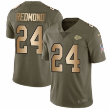 Men's Nike Kansas City Chiefs #24 Will Redmond Limited Olive/Gold 2017 Salute to Service NFL Jersey