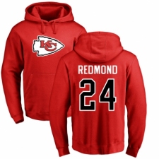 NFL Nike Kansas City Chiefs #24 Will Redmond Red Name & Number Logo Pullover Hoodie