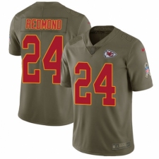 Youth Nike Kansas City Chiefs #24 Will Redmond Limited Olive 2017 Salute to Service NFL Jersey