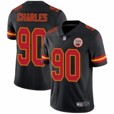 Men's Nike Kansas City Chiefs #90 Stefan Charles Limited Black Rush Vapor Untouchable NFL Jersey