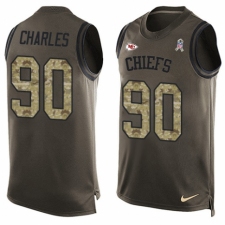 Men's Nike Kansas City Chiefs #90 Stefan Charles Limited Green Salute to Service Tank Top NFL Jersey