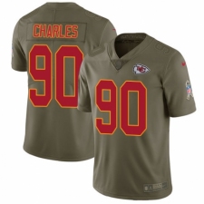 Men's Nike Kansas City Chiefs #90 Stefan Charles Limited Olive 2017 Salute to Service NFL Jersey