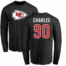 NFL Nike Kansas City Chiefs #90 Stefan Charles Black Name & Number Logo Long Sleeve T-Shirt