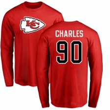 NFL Nike Kansas City Chiefs #90 Stefan Charles Red Name & Number Logo Long Sleeve T-Shirt