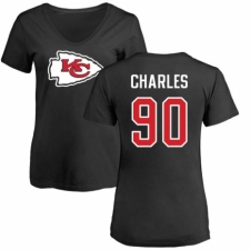 NFL Women's Nike Kansas City Chiefs #90 Stefan Charles Black Name & Number Logo Slim Fit T-Shirt