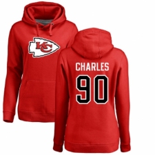 NFL Women's Nike Kansas City Chiefs #90 Stefan Charles Red Name & Number Logo Pullover Hoodie