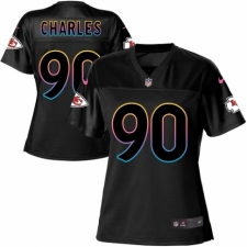 Women's Nike Kansas City Chiefs #90 Stefan Charles Game Black Fashion NFL Jersey