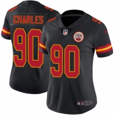 Women's Nike Kansas City Chiefs #90 Stefan Charles Limited Black Rush Vapor Untouchable NFL Jersey