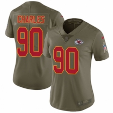 Women's Nike Kansas City Chiefs #90 Stefan Charles Limited Olive 2017 Salute to Service NFL Jersey