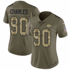 Women's Nike Kansas City Chiefs #90 Stefan Charles Limited Olive/Camo 2017 Salute to Service NFL Jersey