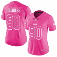 Women's Nike Kansas City Chiefs #90 Stefan Charles Limited Pink Rush Fashion NFL Jersey