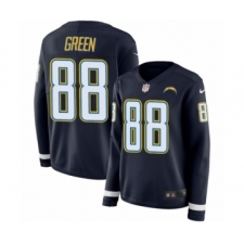 Women's Nike Los Angeles Chargers #88 Virgil Green Limited Navy Blue Therma Long Sleeve NFL Jersey