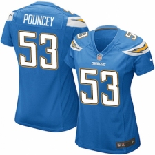 Women's Nike Los Angeles Chargers #53 Mike Pouncey Game Electric Blue Alternate NFL Jersey