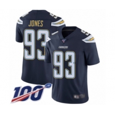 Men's Los Angeles Chargers #93 Justin Jones Navy Blue Team Color Vapor Untouchable Limited Player 100th Season Football Jersey