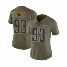 Women's Los Angeles Chargers #93 Justin Jones Limited Olive 2017 Salute to Service Football Jersey