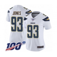 Women's Los Angeles Chargers #93 Justin Jones White Vapor Untouchable Limited Player 100th Season Football Jersey