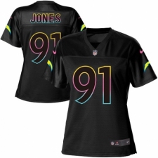 Women's Nike Los Angeles Chargers #91 Justin Jones Game Black Fashion NFL Jersey