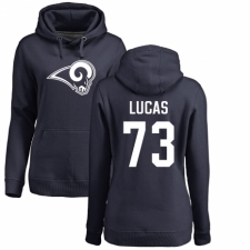 NFL Women's Nike Los Angeles Rams #73 Cornelius Lucas Navy Blue Name & Number Logo Pullover Hoodie