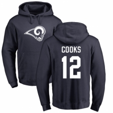 NFL Nike Los Angeles Rams #12 Brandin Cooks Navy Blue Name & Number Logo Pullover Hoodie