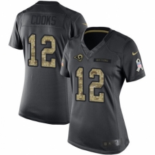Women's Nike Los Angeles Rams #12 Brandin Cooks Limited Black 2016 Salute to Service NFL Jersey