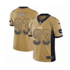 Youth Nike Los Angeles Rams #93 Ndamukong Suh Limited Gold Rush Drift Fashion NFL Jersey
