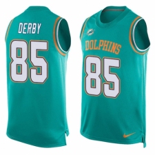 Men's Nike Miami Dolphins #85 A.J. Derby Limited Aqua Green Player Name & Number Tank Top NFL Jersey