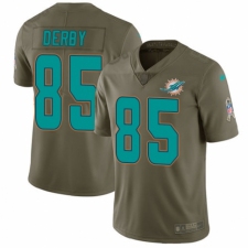 Youth Nike Miami Dolphins #85 A.J. Derby Limited Olive 2017 Salute to Service NFL Jersey