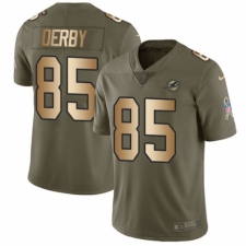 Youth Nike Miami Dolphins #85 A.J. Derby Limited Olive/Gold 2017 Salute to Service NFL Jersey