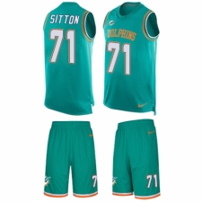 Men's Nike Miami Dolphins #71 Josh Sitton Limited Aqua Green Tank Top Suit NFL Jersey