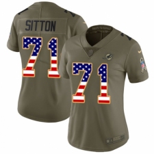 Women's Nike Miami Dolphins #71 Josh Sitton Limited Olive/USA Flag 2017 Salute to Service NFL Jersey
