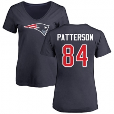 NFL Women's Nike New England Patriots #84 Cordarrelle Patterson Navy Blue Name & Number Logo Slim Fit T-Shirt