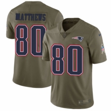 Men's Nike New England Patriots #80 Jordan Matthews Limited Olive 2017 Salute to Service NFL Jersey