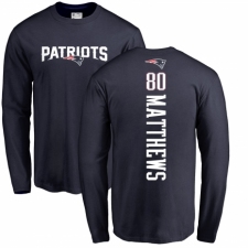 NFL Nike New England Patriots #80 Jordan Matthews Navy Blue Backer Long Sleeve T-Shirt