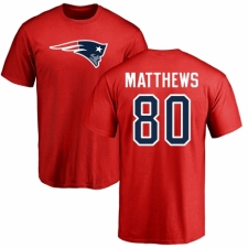 NFL Nike New England Patriots #80 Jordan Matthews Red Name & Number Logo T-Shirt