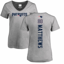 NFL Women's Nike New England Patriots #80 Jordan Matthews Ash Backer V-Neck T-Shirt