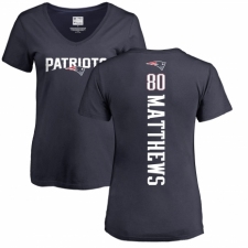 NFL Women's Nike New England Patriots #80 Jordan Matthews Navy Blue Backer T-Shirt