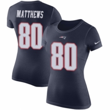 NFL Women's Nike New England Patriots #80 Jordan Matthews Navy Blue Rush Pride Name & Number T-Shirt