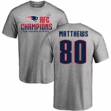 Nike New England Patriots #80 Jordan Matthews Heather Gray 2017 AFC Champions V-Neck T-Shirt