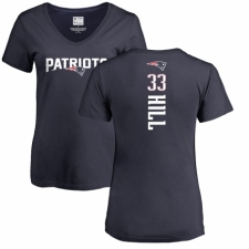 NFL Women's Nike New England Patriots #33 Jeremy Hill Navy Blue Backer T-Shirt