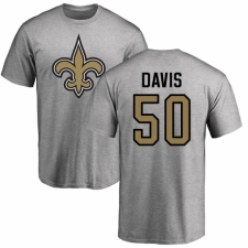 NFL Nike New Orleans Saints #50 DeMario Davis Ash Name & Number Logo T-Shirt