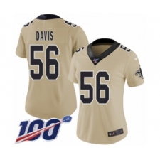 Women's New Orleans Saints #56 DeMario Davis Limited Gold Inverted Legend 100th Season Football Jersey