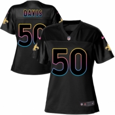 Women's Nike New Orleans Saints #50 DeMario Davis Game Black Fashion NFL Jersey